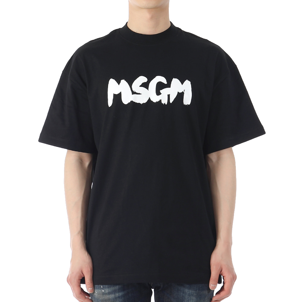 MSGM 브러시드 로고 반팔 티셔츠 3440MM201 99톰브라운,몽클레어