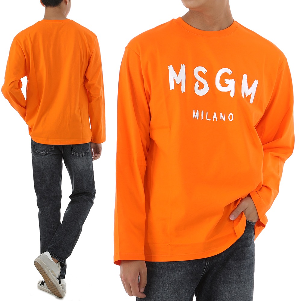 MSGM 브러시드 로고 티셔츠 3340MM511 10톰브라운,몽클레어