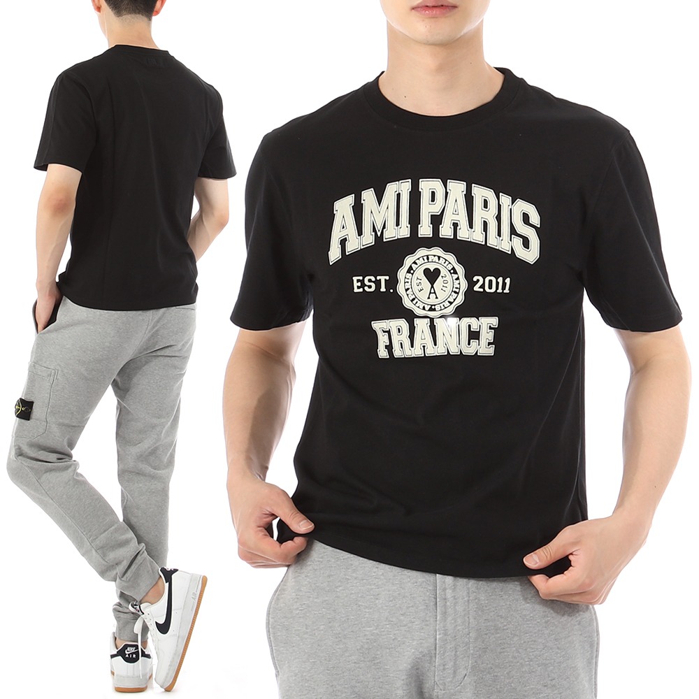 22FW 아미 AMI PARIS FRANCE 프린트 반팔 티셔츠 HTS010 001톰브라운,몽클레어