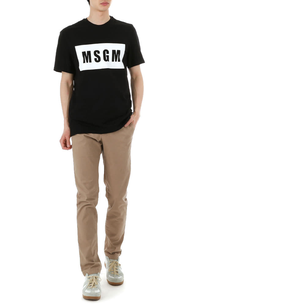 MSGM 22SS 2000MM520 99 박스 로고 반팔 티셔츠