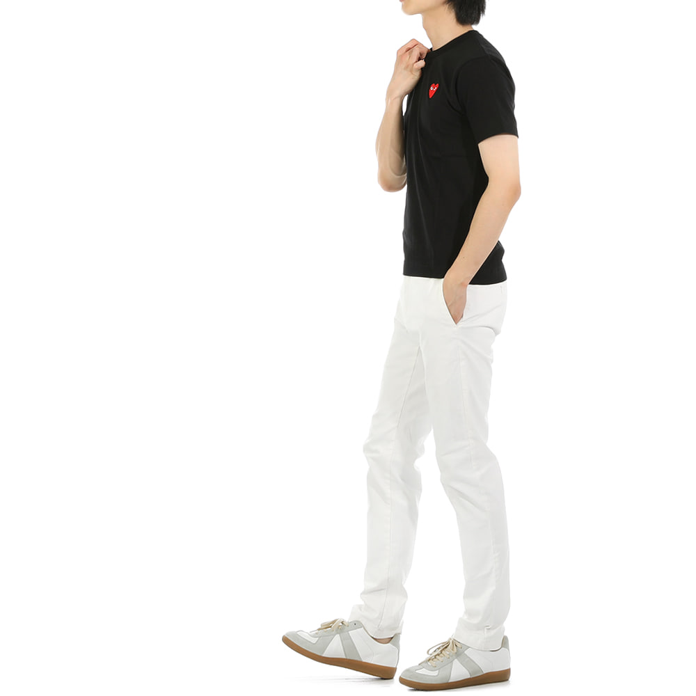 [타임세일] 꼼데가르송 22SS AZT108 BLACK 클래식 레드하트 와펜 반팔 티셔츠