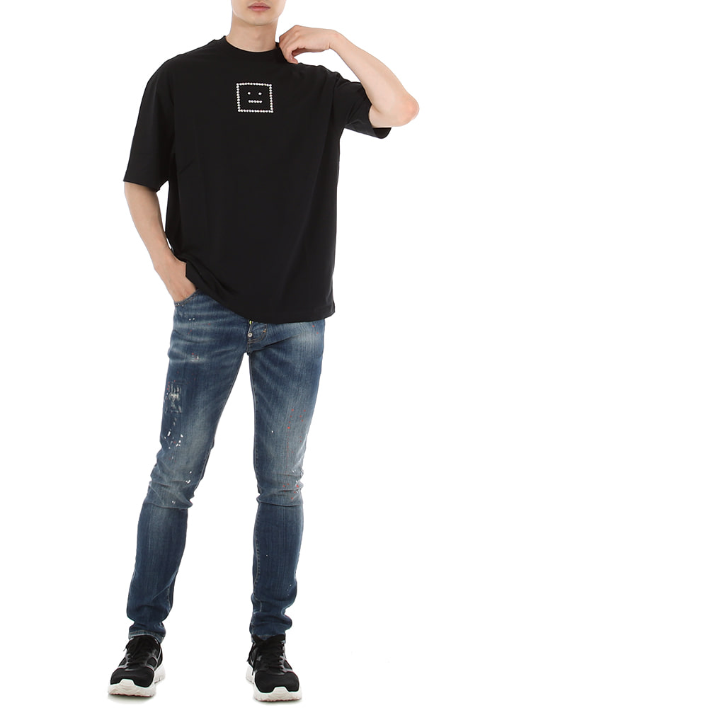 22FW 아크네 스톤 페이스 로고 오버핏 반팔 티셔츠 CL0161 900