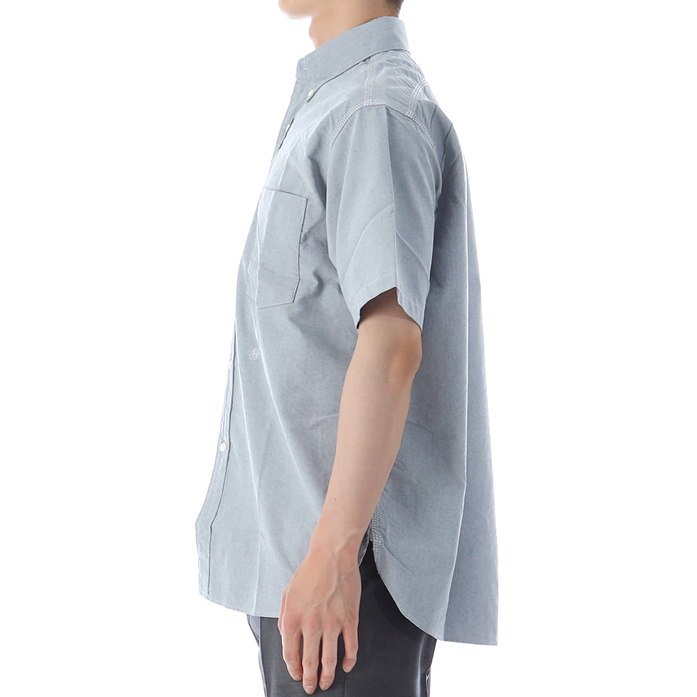 23SS 나나미카 로고 자수 버튼 다운 윈드 오버핏 반팔 셔츠 SUGS300E GRAYISHNAVY