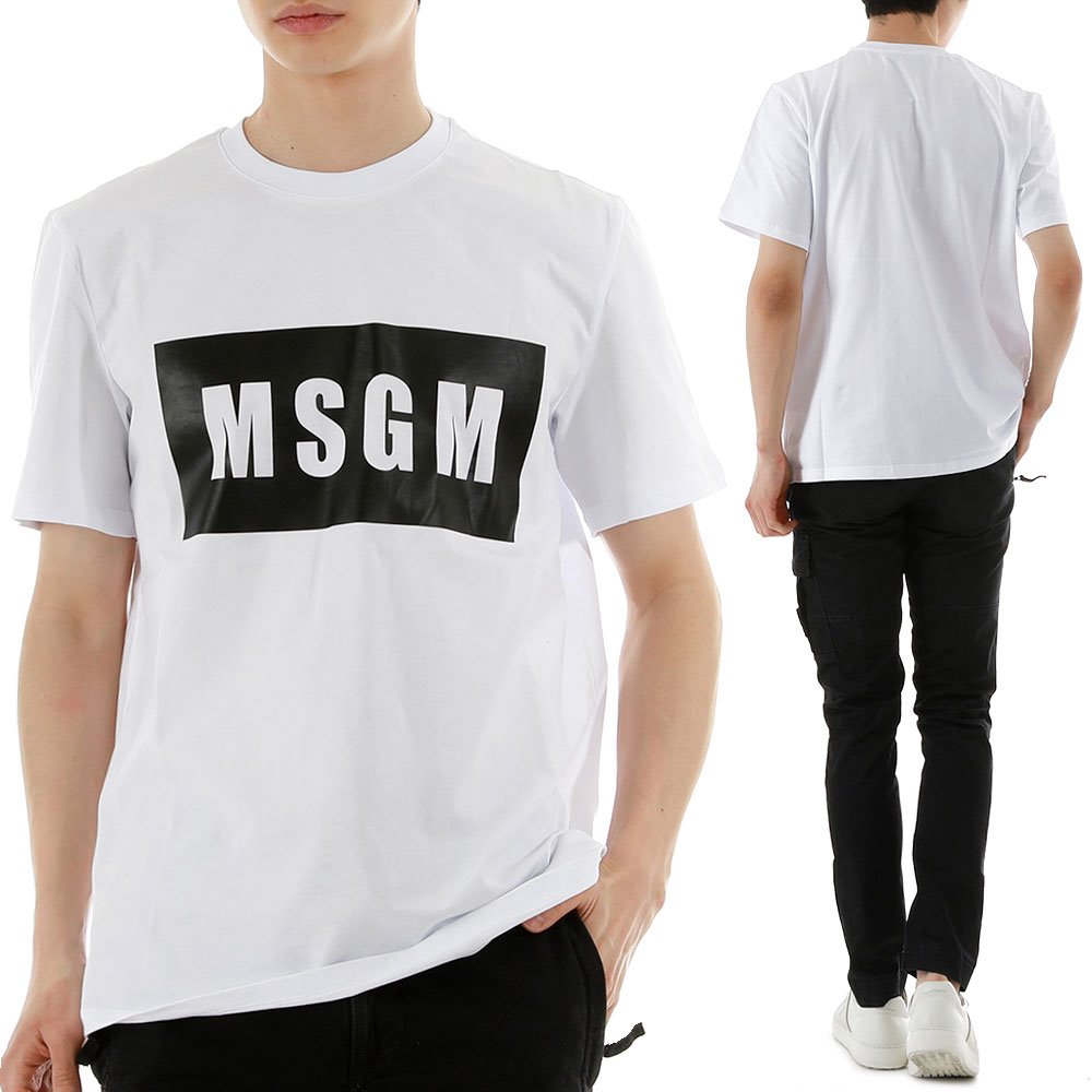 MSGM 22SS 2000MM520 01 박스 로고 반팔 티셔츠