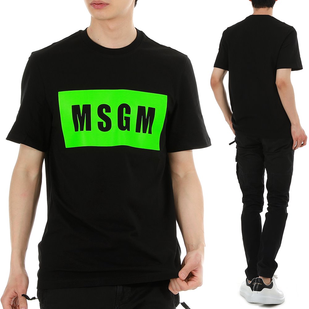 MSGM 22SS 3240MM520F 99A 박스 로고 반팔 티셔츠