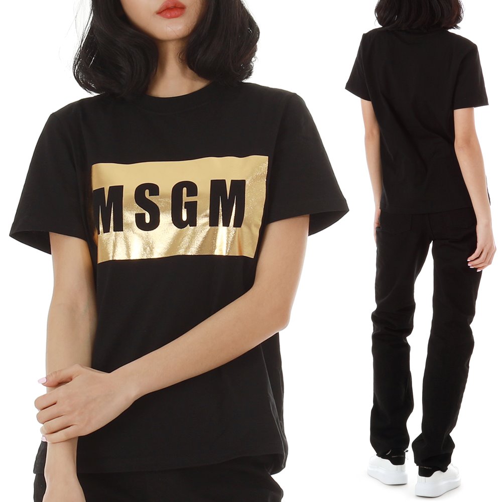 MSGM 22SS 3241MDM520M 99 미러 이펙트 박스 로고 반팔 티셔츠