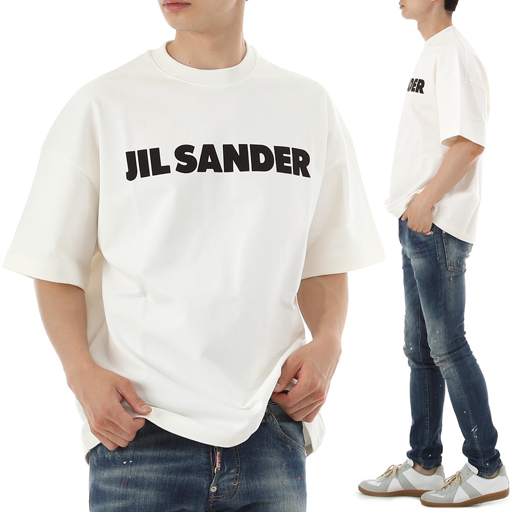 22FW 질샌더 로고 프린트 오버핏 반팔 티셔츠 J21GC0001 102