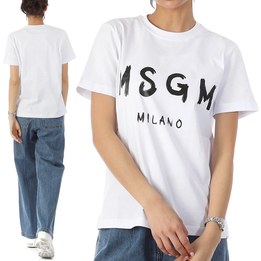 23SS MSGM 브러시드 로고 반팔 티셔츠 2000MDM510 01